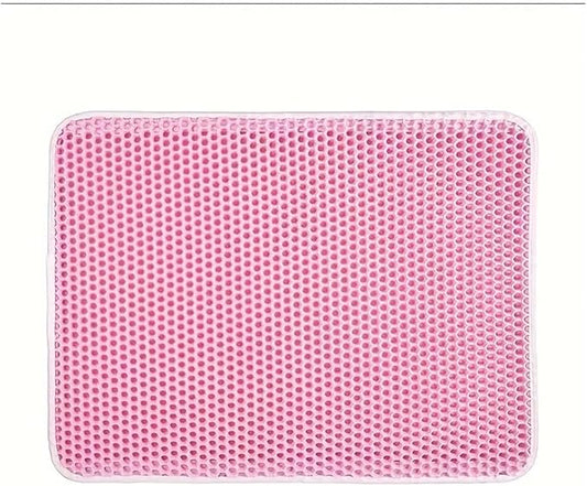 1Pc Large Size Cat Litter Honeycomb Double Layer Design,Urine Waterproof,Easy Cleaning,Scatter Control,Stay Clean(Pink,L-60X90cm)