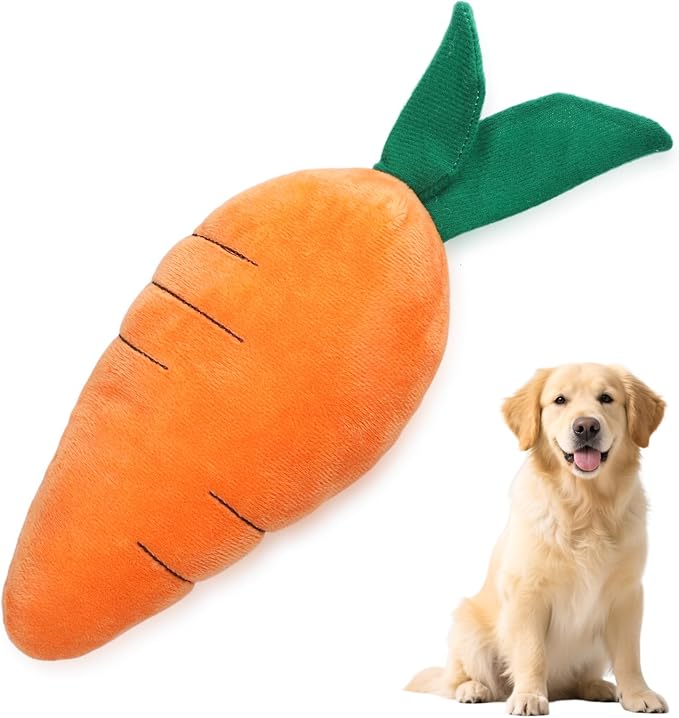 Carrot Dog Toy Cute Squeaky Plush Toys Funny Interactive Pet Carrot Shape Toys with Sound Comfort Soft Pet Supplies for Small Medium Large Dogs Gifts