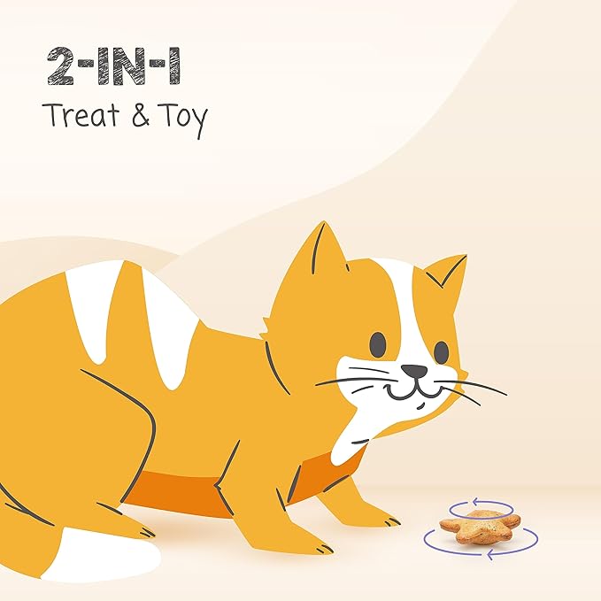 MEOWEE! Starry Spinners Cat Treat, 2.8 Ounce, 2-in-1 Treat & Toy Made with Real Chicken, Chicken Liver & Catnip, Encourages Playfulness & Low Calorie