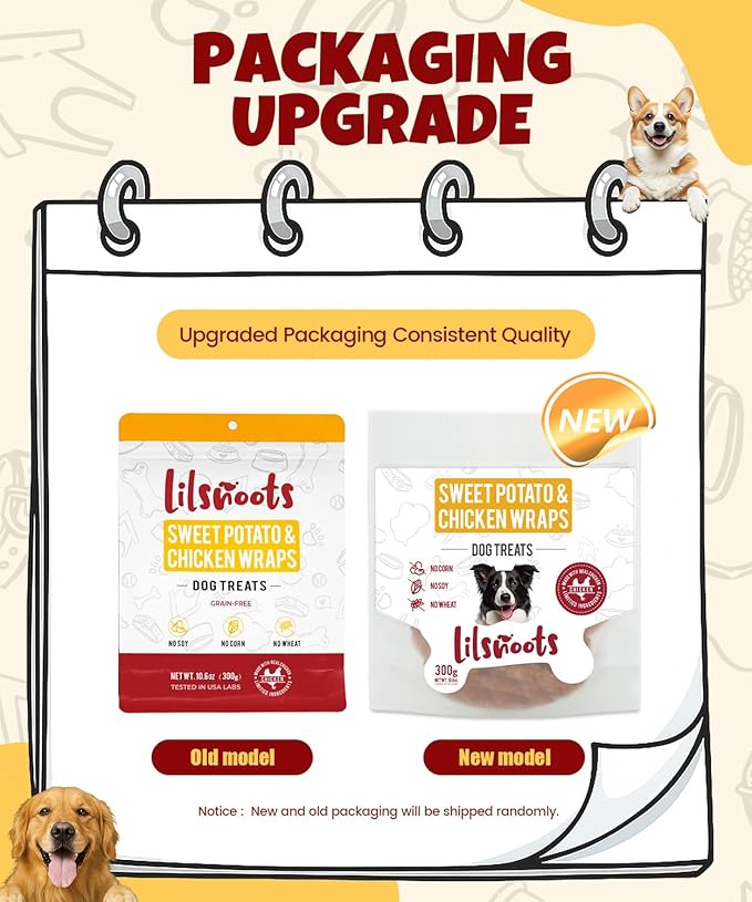 Chicken Wrapped Sweet Potato Dog Treats, Rawhide Free Chicken Jerky Training Treats for Dogs, Limited Ingredient, Grain Gluten Free, Low Fat High Protein with Taurine, 10.6 oz