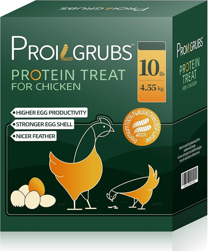 PROILGRUBS 10 LBS - Non-GMO-Worms for Chickens All Natural Dried Black Soldier Fly Larvae Treats, High Protein Worms for Chickens, Hens, Birds.