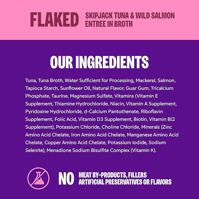 Wellness CORE Signature Selects Flaked Adult Canned Wet Cat Food, Natural, Protein Rich, Grain Free, Skipjack Tuna and Wild Salmon Entrée Recipe, 2.8 oz, Pack of 12 Cans