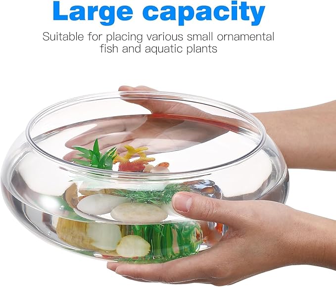 Transparent Aquarium Tank 0.74 Gallon Desktop Betta Fish Bowl for Home Office Decor Clear Acrylic Shallow Fish Tank for Plants and Aquatic Pets