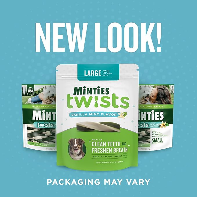 Minties Twists VetIQ Dog Dental Bone Treats, Dental Chews for Medium/Large Dogs (Over 40 Lbs), 40 Count