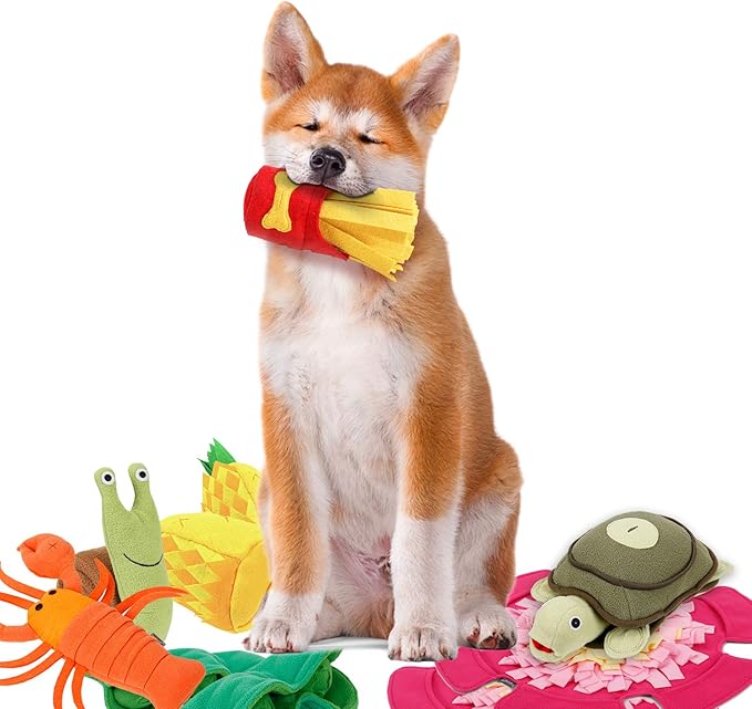 Pet Snuffle Mat for Dogs Cats Boredom, Dog Educational Sound Toys, Interactive Feed Game Toys, Encourages Natural Foraging Skills for Cats Dogs, Stress Relief, be Smarter (French Fries)