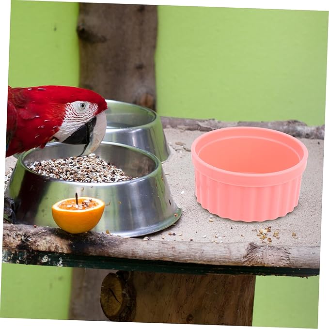 SUPVOX Bird Feeding Dish Cup Stainless Steel Parrot Food Bowl Clamp Holder for Bird Cage Easy to Install and Clean for Parakeets African Conures and Lovebirds
