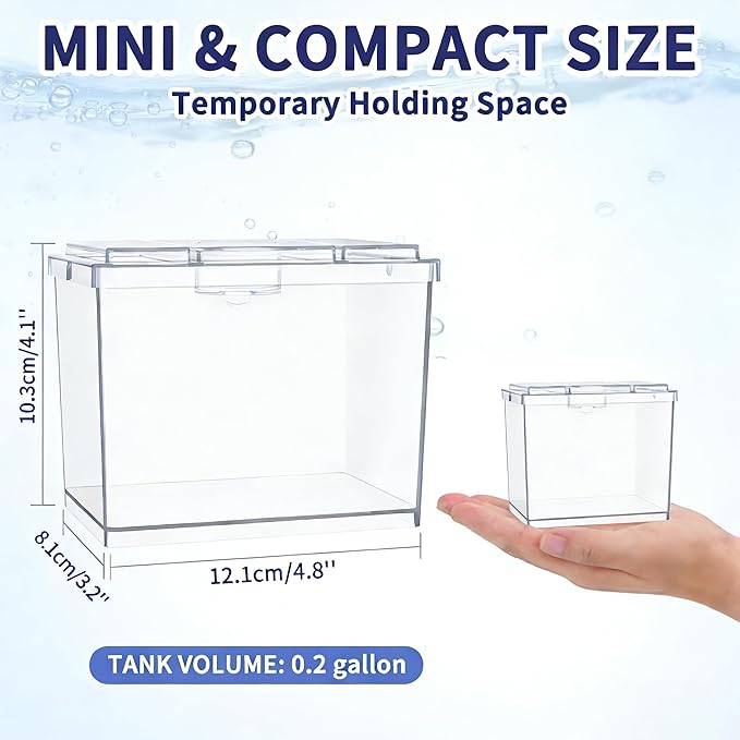 MoonOrange Mini Betta Fish Tank, Small Fish Bowl for Temporary Space, 0.2 Gallon Stackable Cube Tank with Artificial Plants and Gravels for Small Fish, Insect, Shrimp, Crab, Spider.(Pack-2)