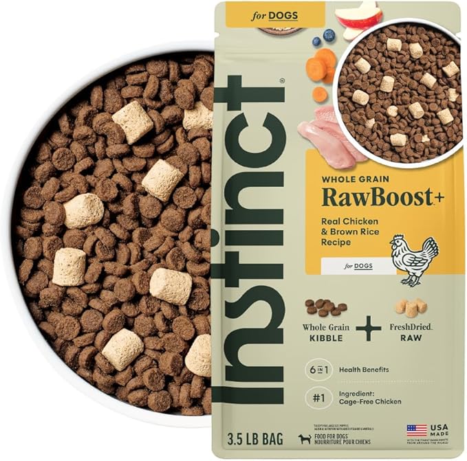 Instinct RawBoost, Natural Dry Dog Food with Freeze-Dried Pieces, Whole Grain Recipe - Real Chicken & Brown Rice, 3.5 lb. Bag