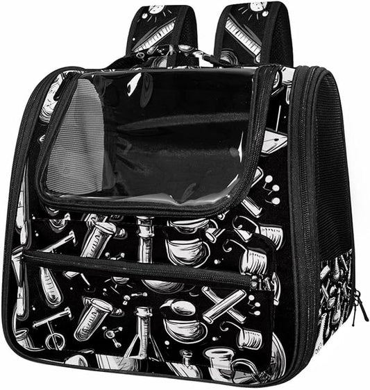 Chemistry Set of Doodle Elements Pet Travel Carrier | Ventilated Comfortable Design with Safety Features | Ideal for Small to Medium Sized Pets Cats, Dogs etc
