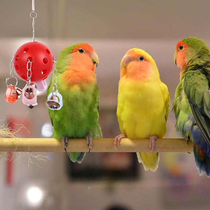Colorful Parrot Bell Ball Hanging for Bird Cage Chewable Climbing with Ringing Bells Stress Relief and Entertainment for Pet Birds Suitable for Parakeets and Parrots
