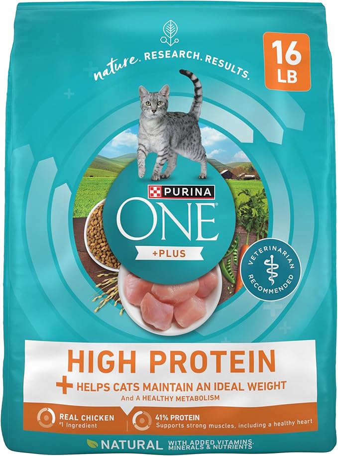 Purina ONE High Protein, Healthy Weight Plus Ideal Weigһt With Chicken Dry Cat Food Wеight Control Formula - 16 lb. Bag