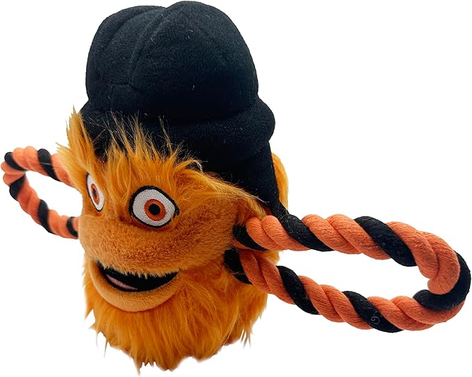 Pets First NHL Philadelphia Flyers Mascot Toy for Dogs & Cats. Cute & Entertaining Face with Heavy-Duty Ropes. 7" Chewy Cartoon Toy with Inner Squeaker