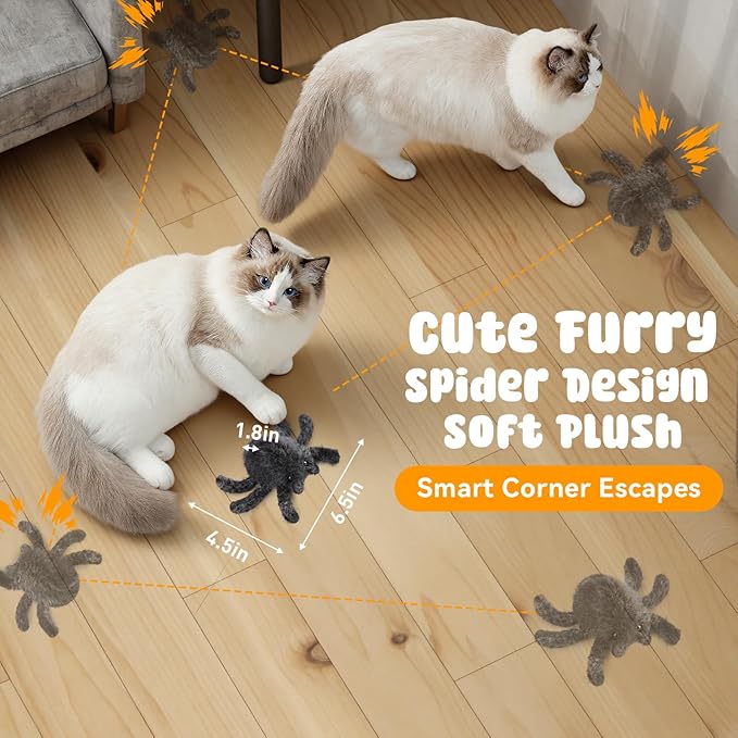 Pawingcat Cat Toys Interactive Remote Control Cat Toy Horror Spider Moving Cat Toy 2 Modes Interactive Cat Toys for Indoor Cats with 3 Speeds