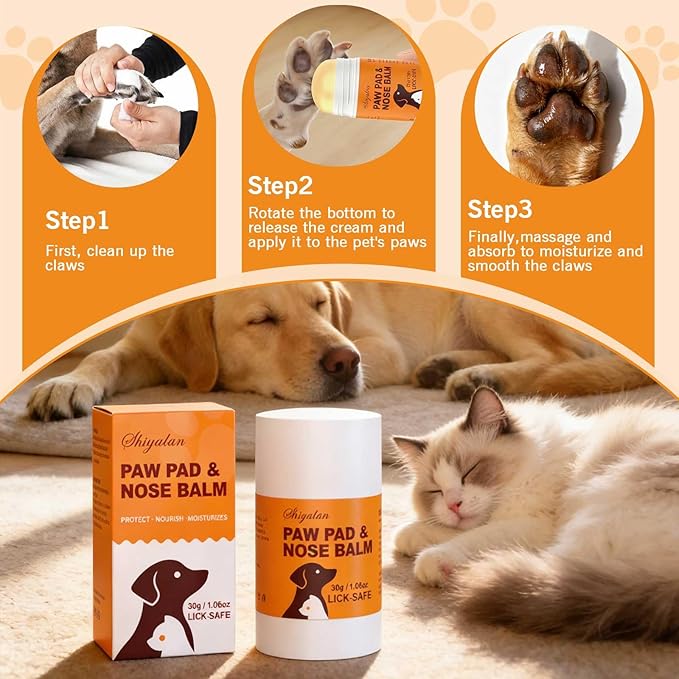 Lick-Safe Dog&Cat Paw & Nose Balm Stick - Soothing Moisturizer for Dry, Cracked Paws & Snout, Natural Pet Healing Balm with Shea Butter, Portable Stick for Dogs & Cats, 1.06 oz (1)