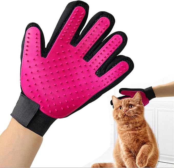 180 Nail Pet Cleaning Supplies Hair Removal Brush Rolled Cat Gloves True Bath Massage Comb Pet Gloves (1 Pair) (Purple)