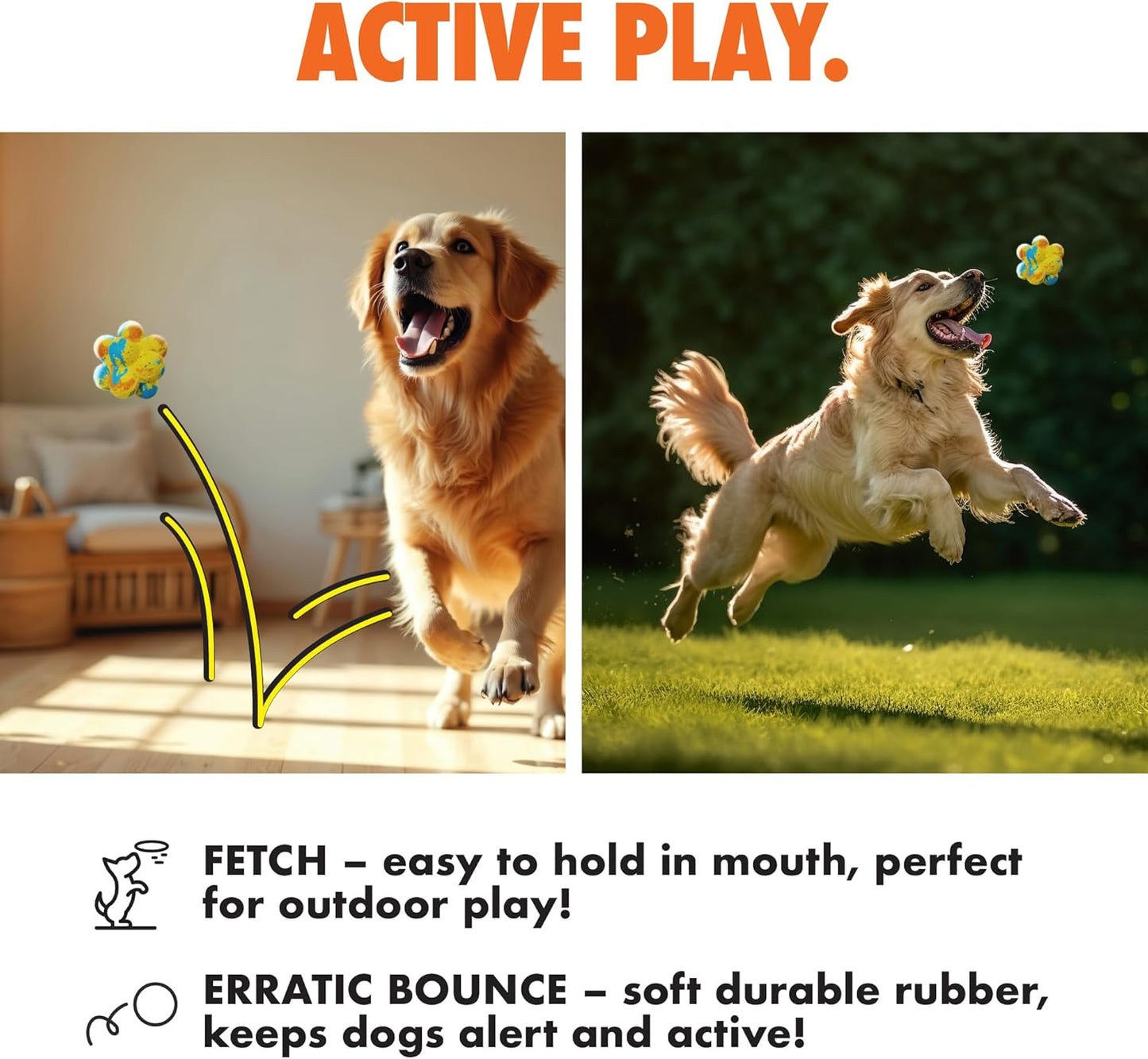 Max Fusion with Nike Grind, Arlee Pop It Dog Toy, Chew Toy for Play, Fetch, Tug, M