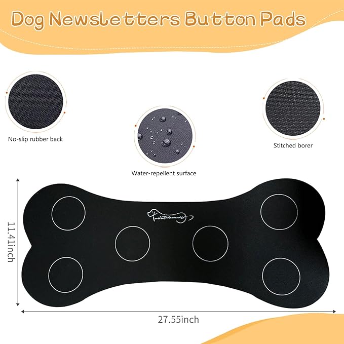 RIBOSY Dog Speech Training Buzzer Set, 6 Recordable Buttons with Non-Slip Rubber Mat and 50 Stickers - Record& Playback Your Own Voice to Train Your Dog Voice What They Need (Battery Included)