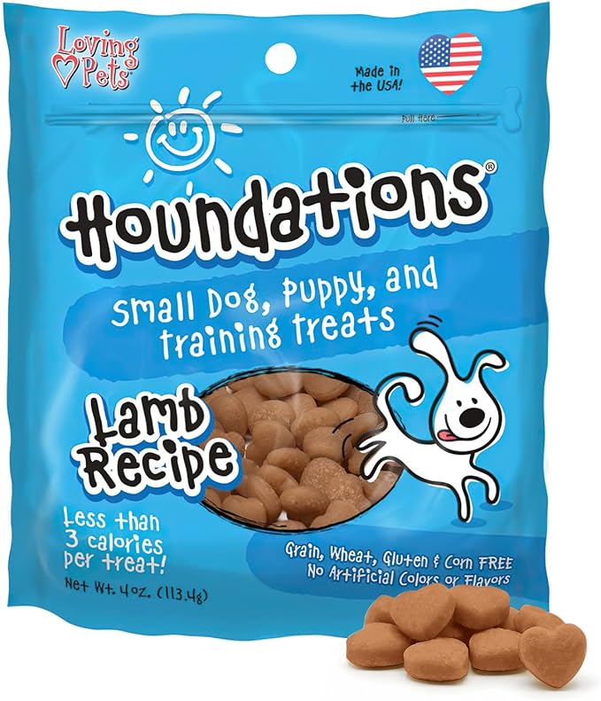 Loving Pets Houndations Lamb Dog Training Treats | All Natural | 2.6 Calories Per Treat | Grain-Free, Wheat-Free, Gluten-Free & Corn-Free | For Small Dogs & Puppies, 4 oz