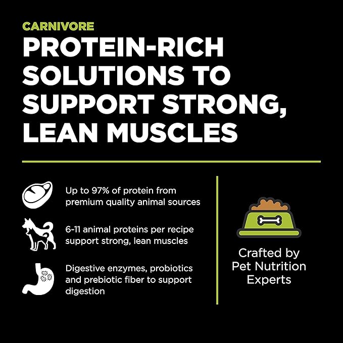 Go! Solutions Carnivore Chicken, Turkey + Duck Grain-Free Dry Puppy Food, Our Highest-Protein Kibble Made with Real Meat & Fish, Pumpkin & Probiotics for Good Digestion, 12 lb Bag
