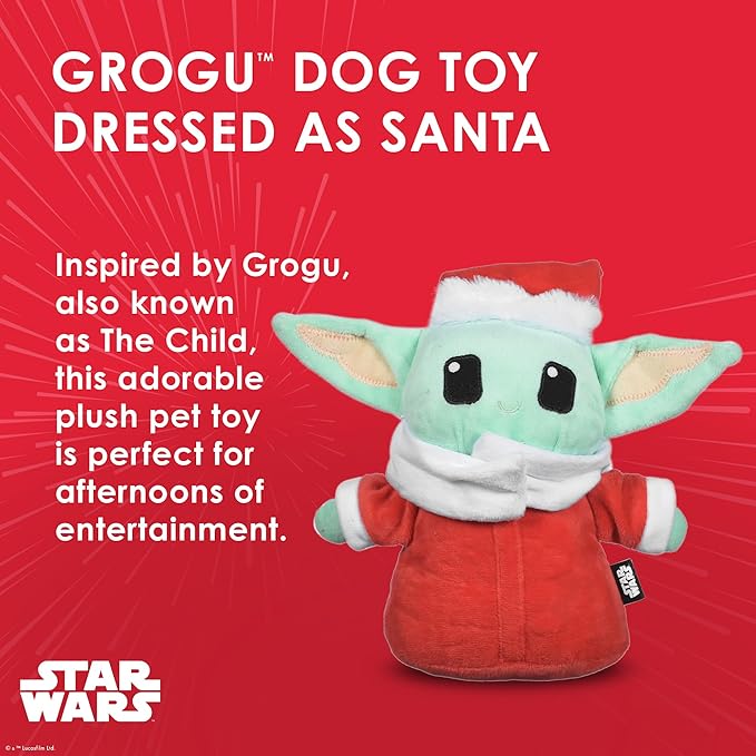 STAR WARS for Pets 9" The Child Santa Plush Figure Squeak Toy Holiday Pet Products, Grogu Squeaky Pet Toy | Dog Chew Toy, Grogu Plush, Stuffed Toys for Dogs