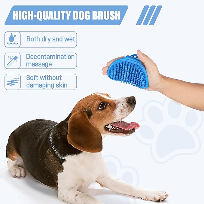 Dog Buttons Talk, 6 Pack Dog Communication Buttons, Recordable Talking Training Buttons for Dogs,30 Seconds Voice Dog Speaking Buttons with Dog Bath Brush Set