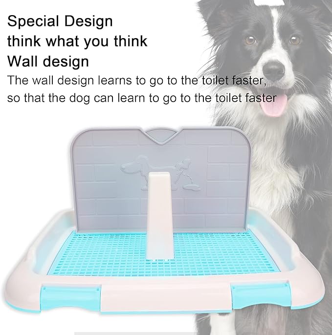 Dog Toilet Indoor Puppy Training Toilet Cat Potty Fence Dog Scheduled Urination Potty Tray Dog Litter Box (Blue)