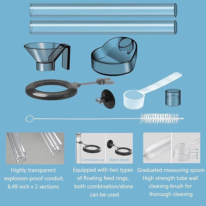 Aquarium Fish and Shrimp Feeding Dish Set, Fish Shrimp Feeder Tube Kit, Perfect for Your Aquatic Pets, with Feeding Ring and Cleaning Brush