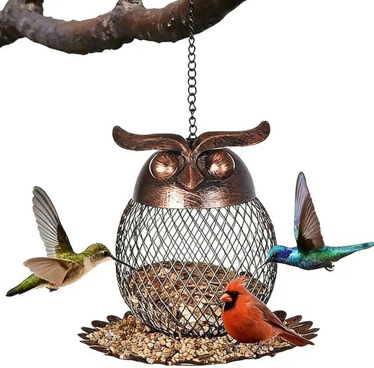 Bird Feeders for Outdoors - Squirrel Proof Vintage Cute - Owl-Shaped Large Capacity Bird Feeder,for Finch Bluebird Sparrow Birding Feeding Yard Deck Porch