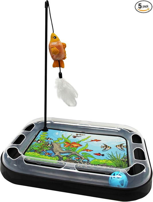 SeaWorld CAT SCRATCHING FISH TOY 5-in-1 Toy for Cats! PREMIUM QUALITY Gorgeous Aquarium Felt Design of SEAWORLD with Fish that CATS LOVE! INTERACTIVE CAT Bell BALL. PLUSH FISH CATNIP TOY. CAT FEATHERS