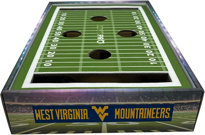 Pets First NCAA West Virginia Mountaineers Cat Scratcher Box, Game Day Cat Toy, NCAA Football Field Designed Cat Scratcher and Lounge, Stimulating Cat Game