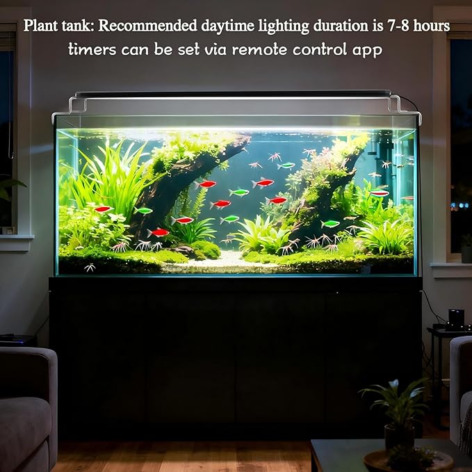 Full Spectrum Aquarium Light: Fish Tank Light with APP & Remote Timer Control for Aquatic Pet Plants Lover - Extendable Fish Tank Lights for 11-17 Inch Freshwater Saltwater Aquarium