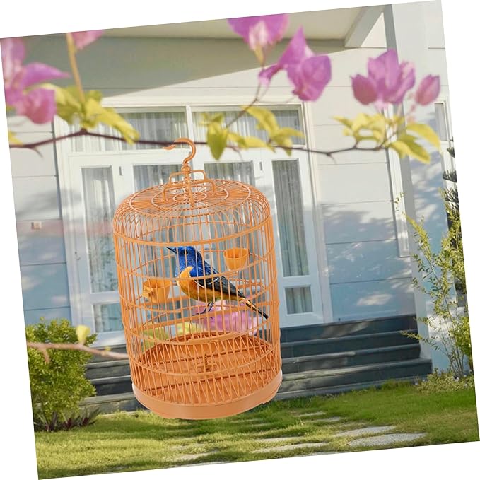 VANZACK Plastic Hanging Bird Cage Round Shape Durable Small Animal Cage Decor for Parrots and Parakeets Door Stylish Design Suitable for Pet Birds and Gifts