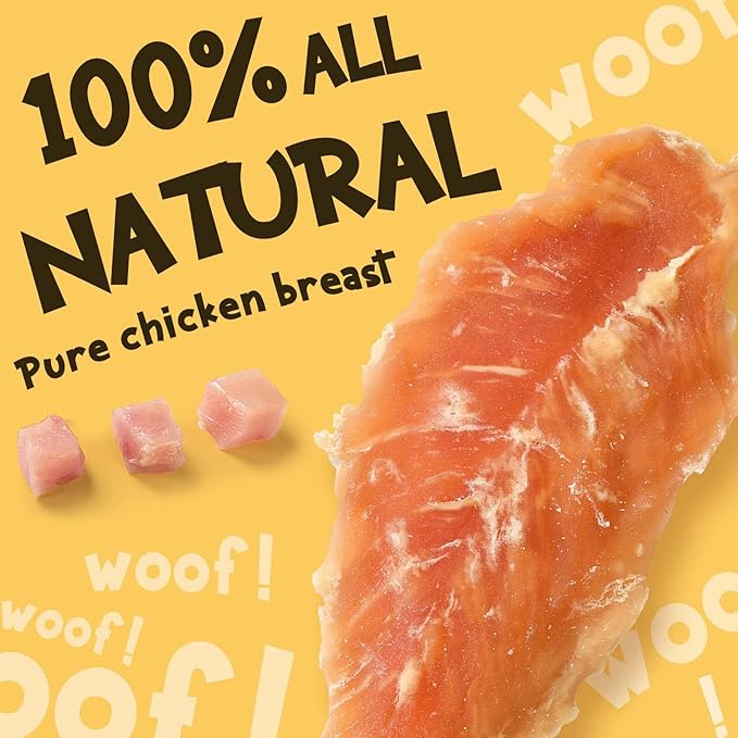 Dog Chicken Jerky Treats, Made with 100% Real Chicken Breast, High Protein & Grain Free