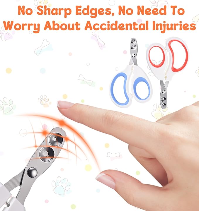 2 Pcs Cat Nail Clipper, Cat Claw Clippers with Guard for Cats Bearded Dragon Animal Claws Trimmer Ideal for Bearded Dragon Cats Rabbit, Non-slip Handle & Stainless Steel Blades, Safe & Easy to Use
