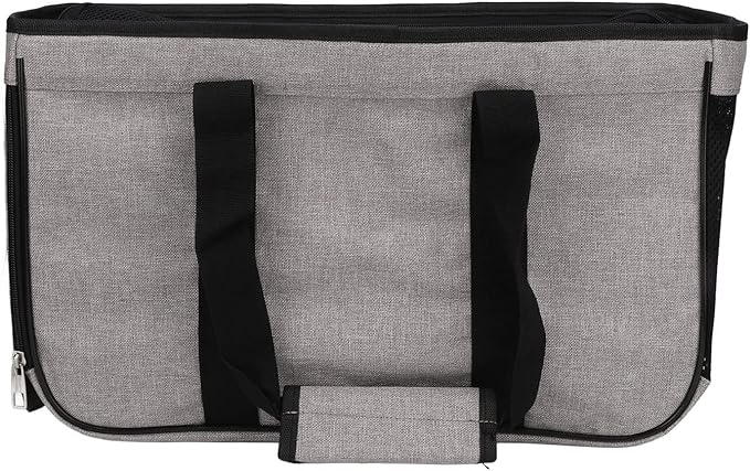 Cat Carrier Breathable Prevent Escape, Portable Cat Travel Carrier for Small Animals, Soft Cat Bag with Adjustable Shoulder Strap, 2 Storage Pockets for Pet Toys and Food, Ideal fo (Grey with Black)