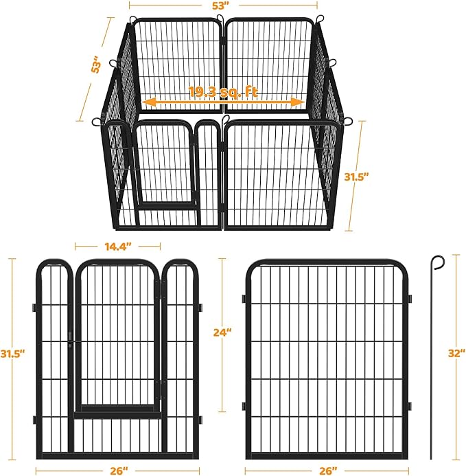 Topeakmart Dog Playpen Outdoor Puppy Exercise Pen Indoor Portable Pet Fence for Yard/RV Camping, 32 Inch 32 Panels