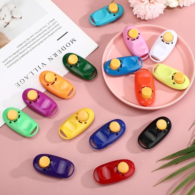 15 Pcs Dog Training Clicker Pet Behavioral Training Clickers Colorful Dog Clicker for Trainings Dogs Behavior Aids Trainings Effective for Cat Puppy Birds Animal, Durable Lightweight