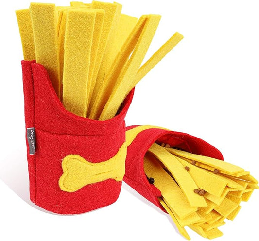 Pet Snuffle Mat for Dogs Cats Boredom, Dog Educational Sound Toys, Interactive Feed Game Toys, Encourages Natural Foraging Skills for Cats Dogs, Stress Relief, be Smarter (French Fries)