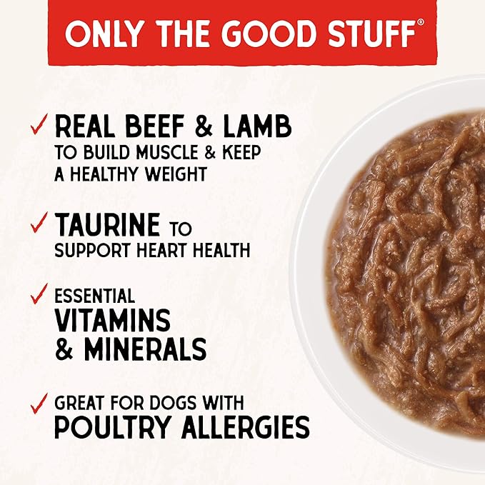 Stella & Chewy's Grass Fed Beef & Lamb Shredrs - Premium Dog Food Pouches - Perfect for Picky Eaters - 12 Pack, 2.8oz Each
