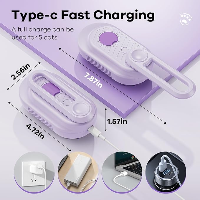 Cat Steam Brush for Shedding, 4 in 1 Cat Steamy Brushs Cleanser with Foldable Handle, Pet Spa Brush for Cats, Spritz Defur Comb for Pets, Steam Brushs for Cats (purple)