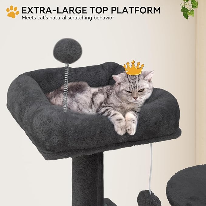 YITAHOME 190.5 cm Tall Heavy Duty Cat Trees for Large Cats, Sturdy 75inch Maine Coon Cat Tower for Indoor Cats Large Adult with Scratching Post, Hammock, Cat Condo for Adult Cats Kittens, Dark Gray