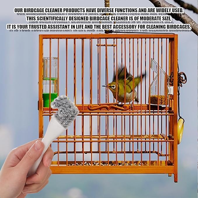 Bird Cage Brush,2Pcs Bird Feeder Cleaner Bird Droppings Cleaning Brush with Long Handle & Shovel,Bird Cage Cleaning Brushes Birdcage Accessories for Cleaning Birds Parrots Cages