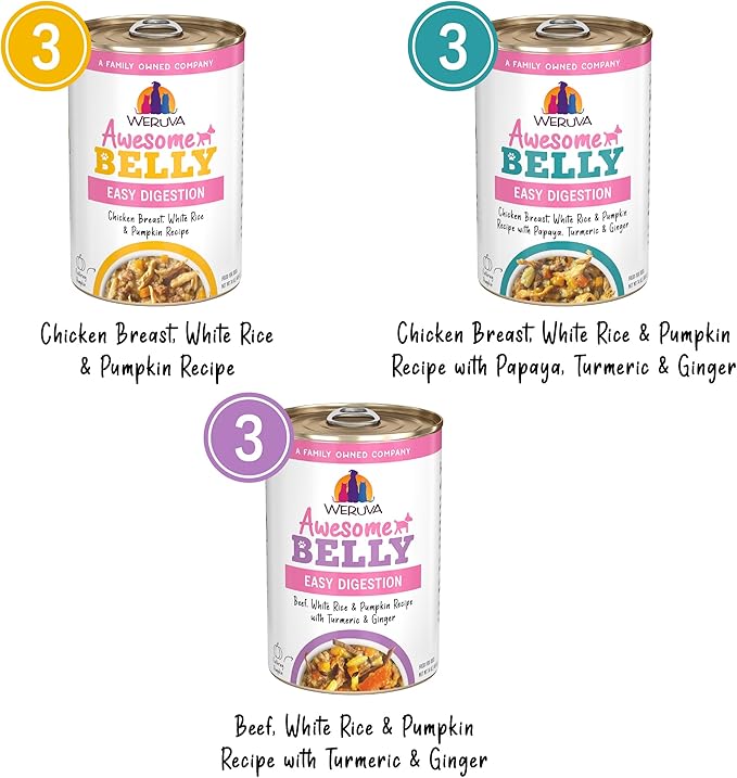 Weruva Awesome Belly Wet Dog Food, Sensitive Stomach Superhero Variety Pack, 14oz Can (Pack of 9)