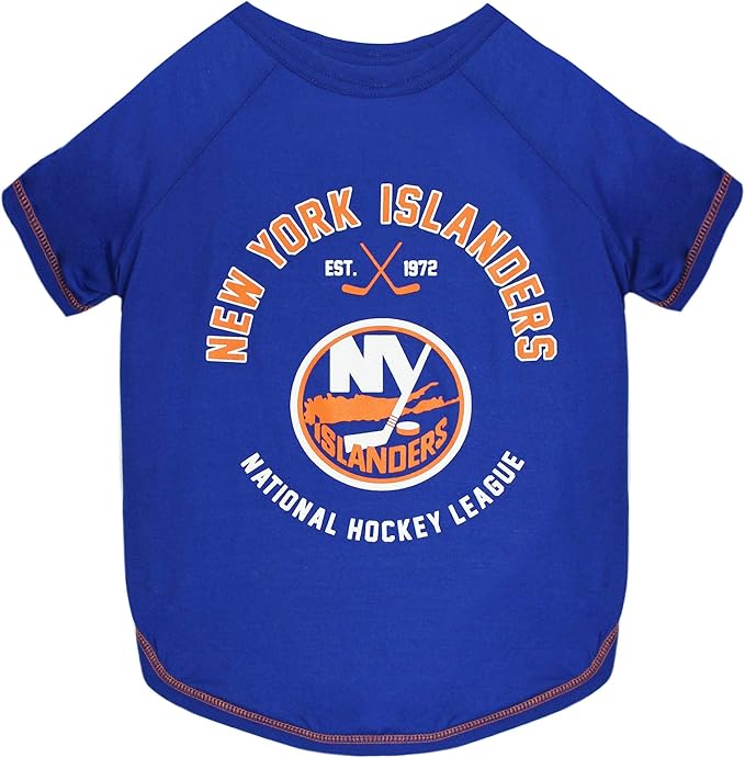 NHL New York Islanders Tee Shirt for Dogs & Cats, Small. - Are You A Hockey Fan? Let Your Pet Be An NHL Fan Too!