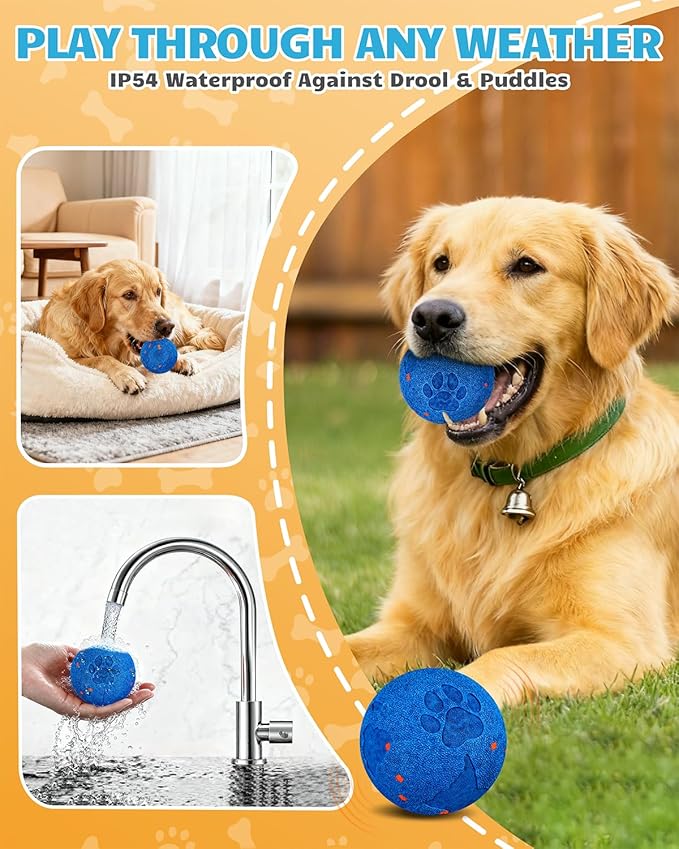 Interactive Dog Ball Toys for Medium & Large Dogs,Self-Moving, Auto-Vibrating,Bouncing Smart Dog Ball That Moves on It's Own Keep Them Busy,3.1″ Chew-Resistant E-TPU,IPX7 Waterproof (Include Gift Bag)