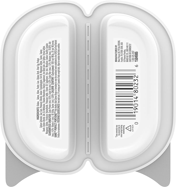 IAMS Perfect Portions Healthy Adult Grain Free Wet Cat Food Pate,Salmon Recipe,2.6 oz. Easy Peel Twin-Pack Trays (,48 Servings),24 Count (Pack of 2)