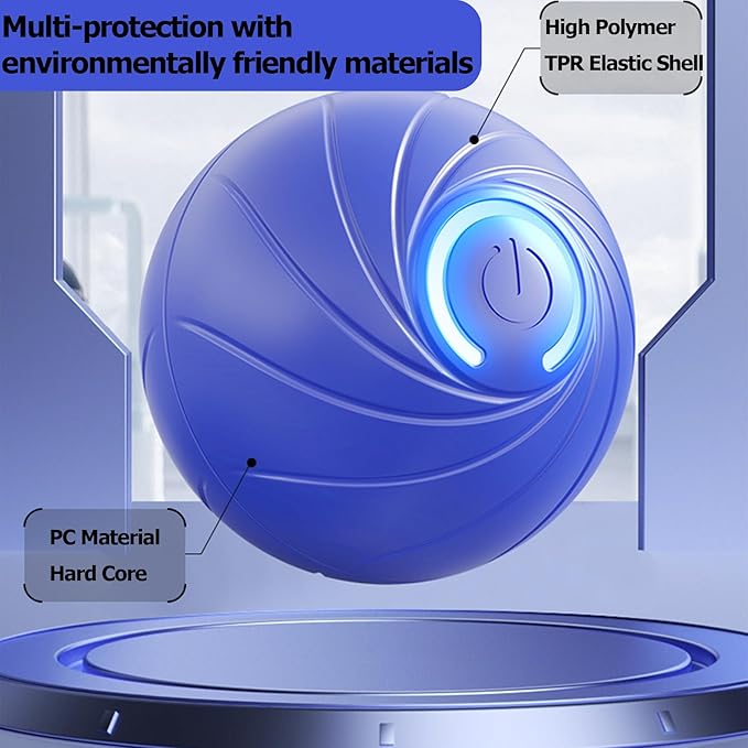 2025 New Interactive Dog Ball Toys for Dogs, 2025 New Vibrating Dog Balls,Type-C Rechargeable Automatic Moving Toy Ball for Small Dogs and Cats(Blue)