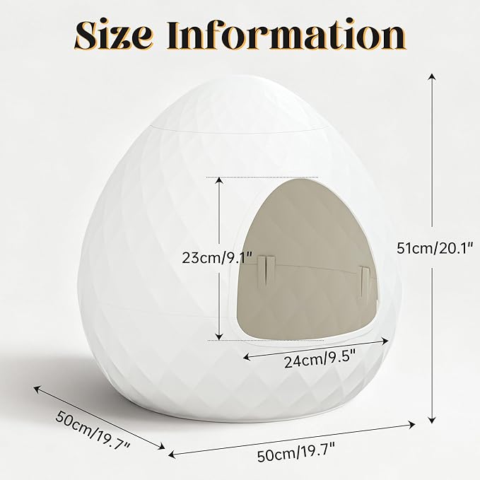 Egg-Shaped Hidden Plant Litter Box, Cat Litter Box Enclosure with Replaceable Plant Tray Top, Waterproof Cat Litter Cabinet Furniture, Odor Concealed Cat Box for Living Room Bedroom Corner