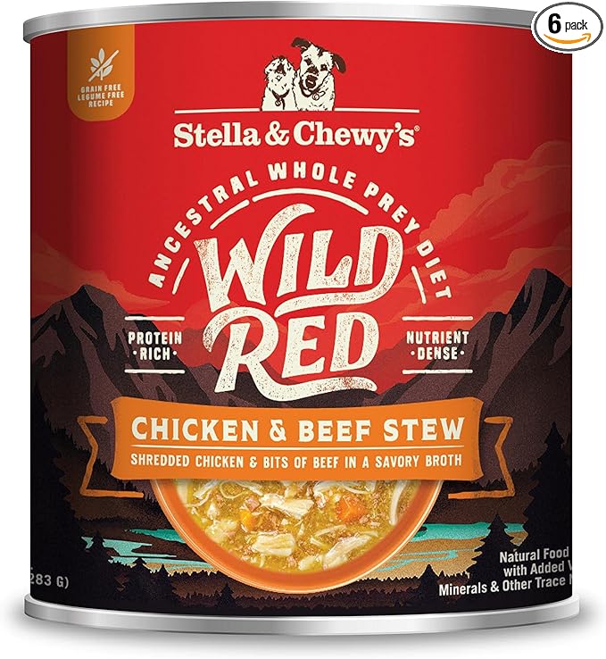 Stella & Chewy's Wild Red Wet Dog Food - High Protein Chicken & Beef Stew - Grain-Free Premium Recipe with 96% Animal Protein - Perfect for Picky Eaters, 10 oz, Pack of 6