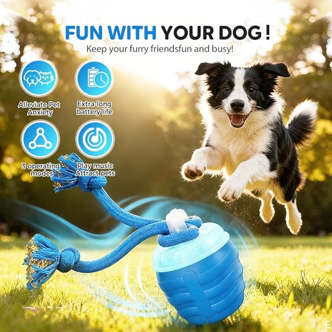 Interactive Dog Toys, New Motion Activated Cat Balls with 360° Smart Automatic Rolling Moving, Fun Boredom Relief for Cats and Dogs Indoor Play (Blue)